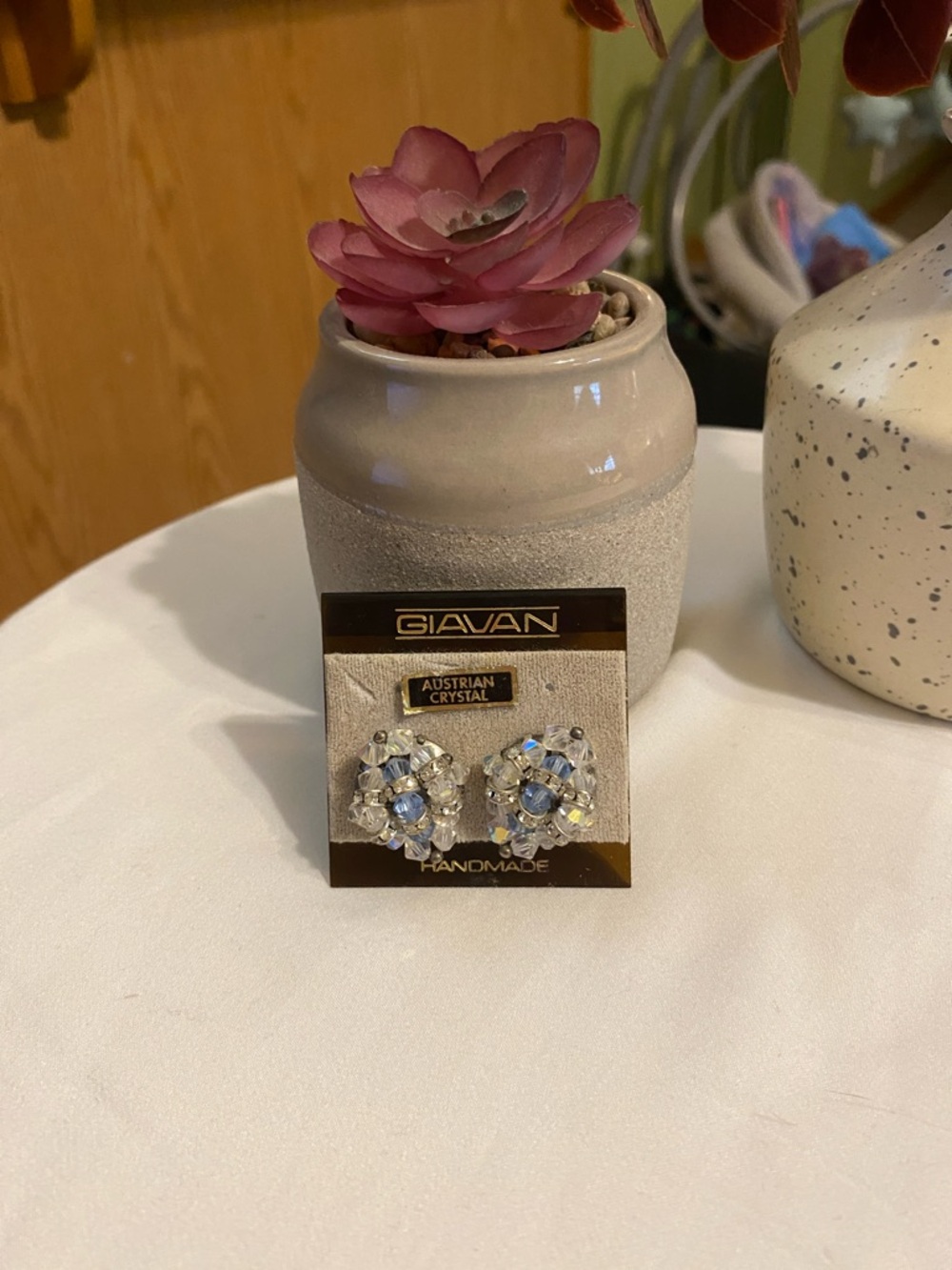Handmade Light Blue Austrian Crystal Cluster Stud Earrings